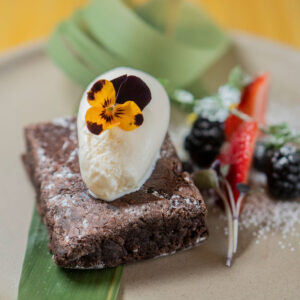 Brownie de Chocolate con helado de vainilla